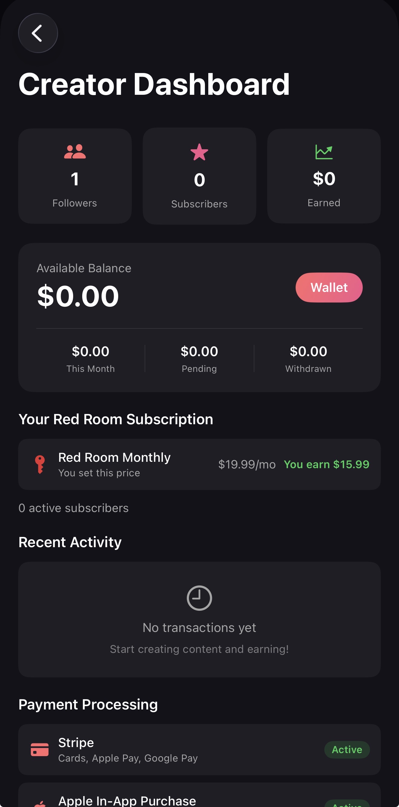Creator Dashboard